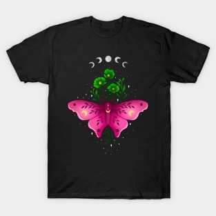 Celestial Moth and Floral T-Shirt